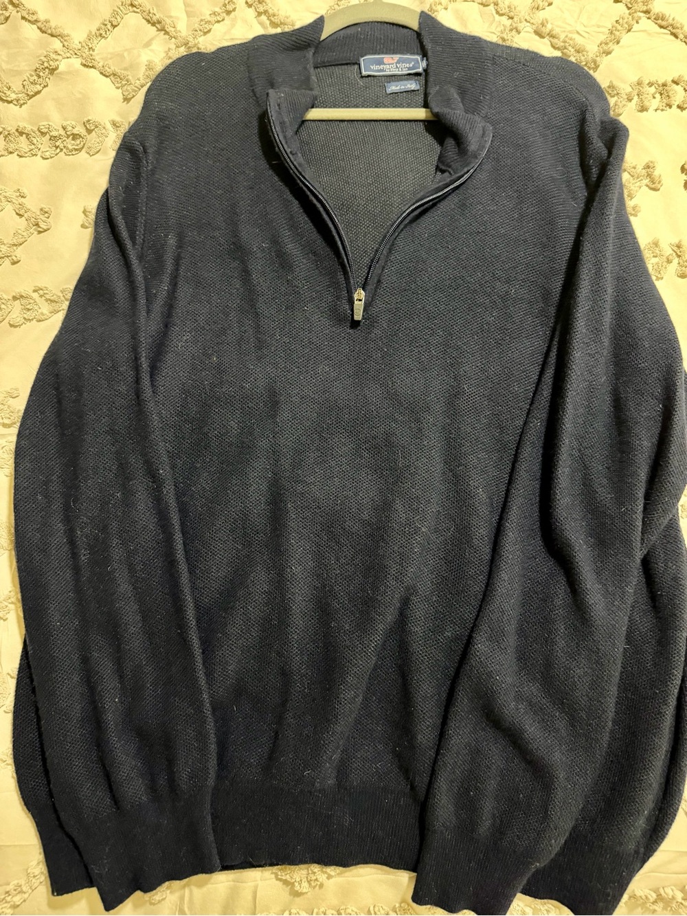 Vineyard Vines Men's Navy Half-Zip Wool Sweater